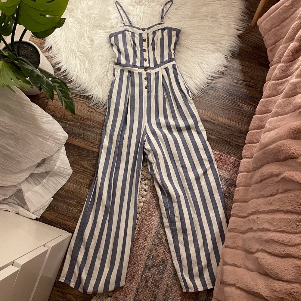 American eagle striped jumpsuit